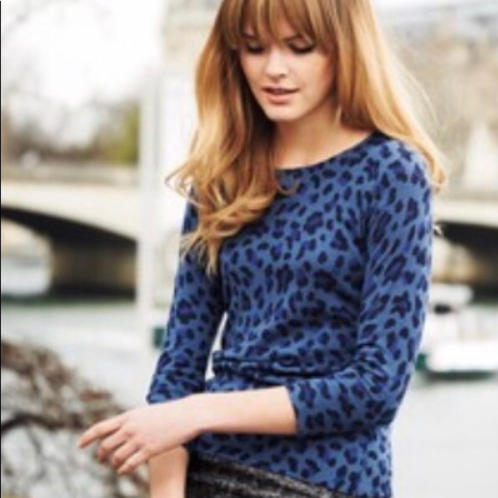 Blue Leopard Print Crewneck